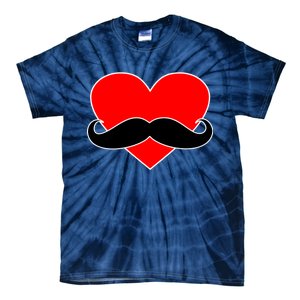 Heart Mustache Funny Valentine's Day Logo Tie-Dye T-Shirt