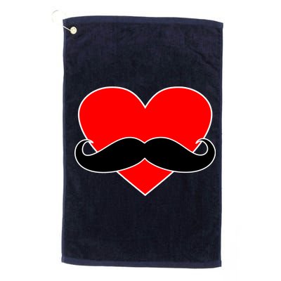 Heart Mustache Funny Valentine's Day Logo Platinum Collection Golf Towel