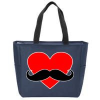 Heart Mustache Funny Valentine's Day Logo Zip Tote Bag