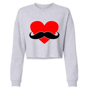 Heart Mustache Funny Valentine's Day Logo Cropped Pullover Crew