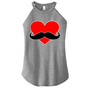 Heart Mustache Funny Valentine's Day Logo Women's Perfect Tri Rocker Tank