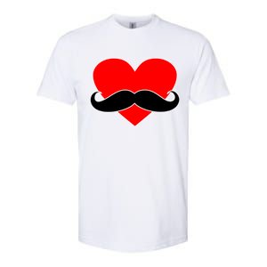 Heart Mustache Funny Valentine's Day Logo Softstyle CVC T-Shirt