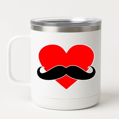 Heart Mustache Funny Valentine's Day Logo 12 oz Stainless Steel Tumbler Cup