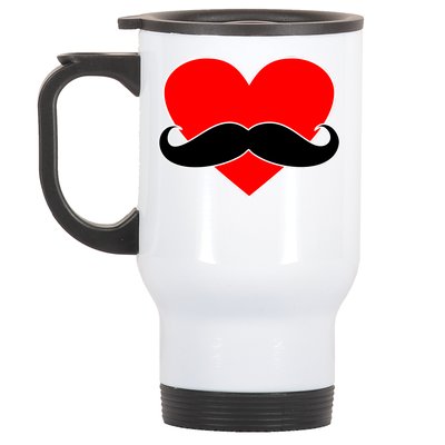 Heart Mustache Funny Valentine's Day Logo Stainless Steel Travel Mug