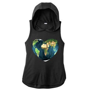 Heart Of The World Love Earth Ladies PosiCharge Tri-Blend Wicking Draft Hoodie Tank