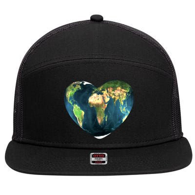 Heart Of The World Love Earth 7 Panel Mesh Trucker Snapback Hat