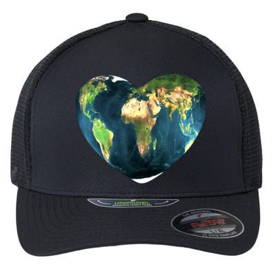 Heart Of The World Love Earth Flexfit Unipanel Trucker Cap