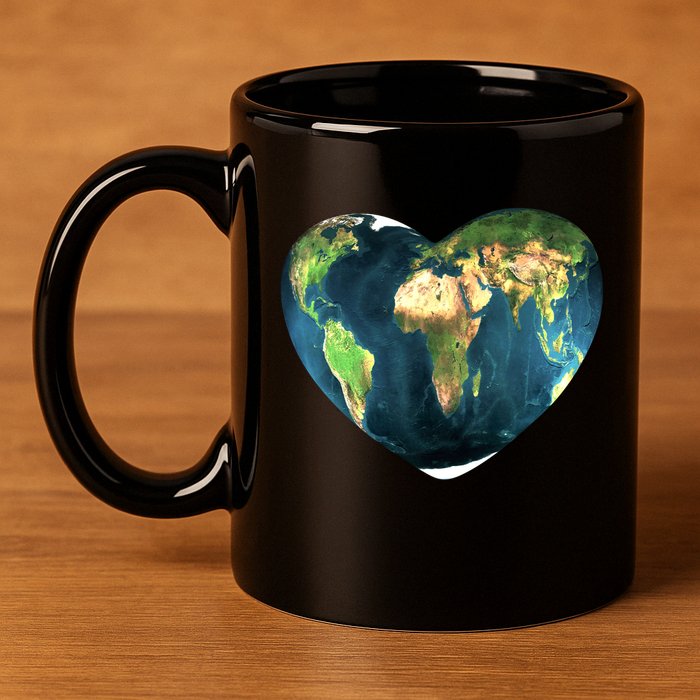 Heart Of The World Love Earth 11oz C Handle Ceramic Mug