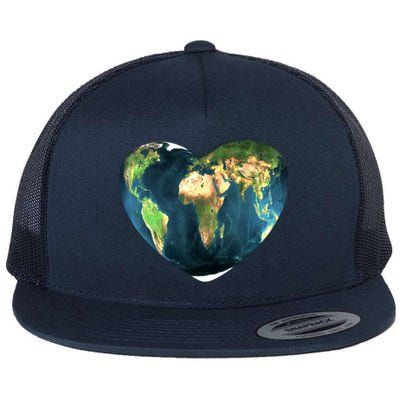 Heart Of The World Love Earth Flat Bill Trucker Hat