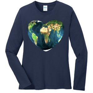 Heart Of The World Love Earth Ladies Long Sleeve Shirt