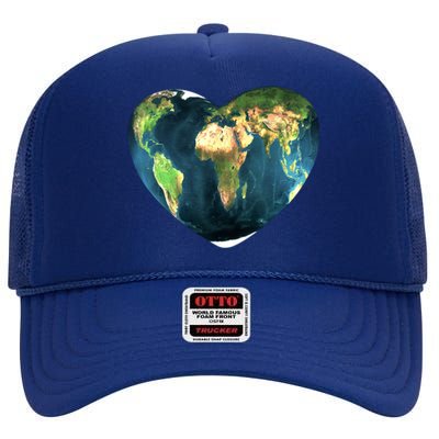 Heart Of The World Love Earth High Crown Mesh Back Trucker Hat