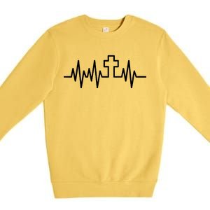 Heartbeat Cross Premium Crewneck Sweatshirt