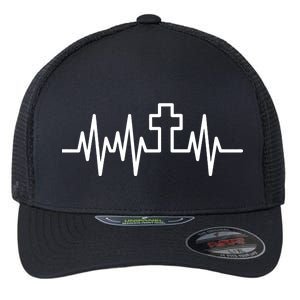 Heartbeat Cross Flexfit Unipanel Trucker Cap