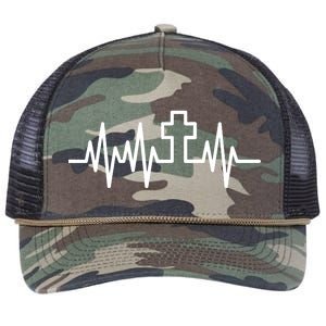 Heartbeat Cross Retro Rope Trucker Hat Cap