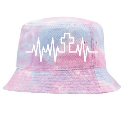 Heartbeat Cross Tie-Dyed Bucket Hat