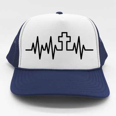 Heartbeat Cross Trucker Hat