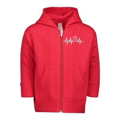 Heartbeat Cross Toddler Zip Fleece Hoodie