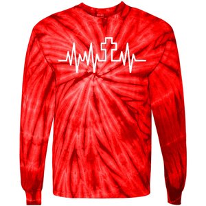 Heartbeat Cross Tie-Dye Long Sleeve Shirt