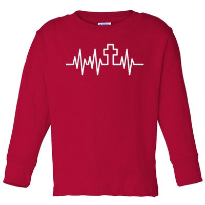 Heartbeat Cross Toddler Long Sleeve Shirt