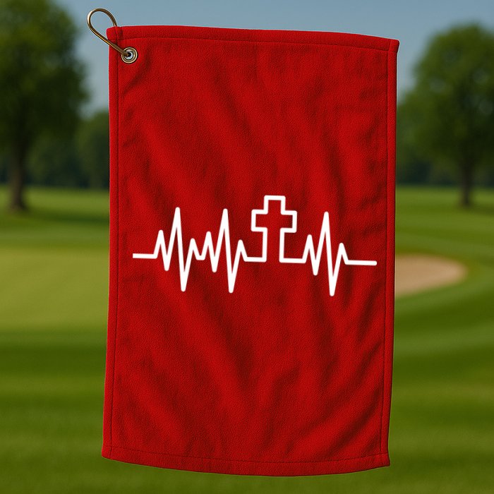 Heartbeat Cross Golf Towel