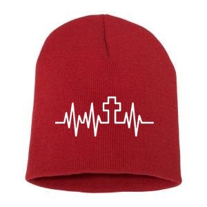 Heartbeat Cross Short Acrylic Beanie