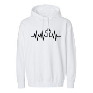 Heartbeat Cross Garment-Dyed Fleece Hoodie