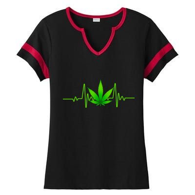 Heartbeat Weed Pulse Ladies Halftime Notch Neck Tee