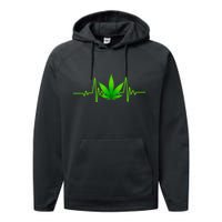 Heartbeat Weed Pulse Performance Fleece Hoodie