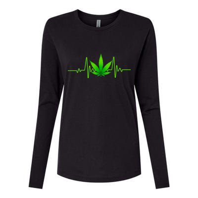 Heartbeat Weed Pulse Womens Cotton Relaxed Long Sleeve T-Shirt