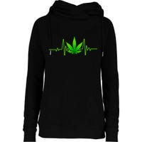 Heartbeat Weed Pulse Womens Funnel Neck Pullover Hood