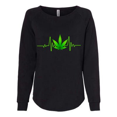 Heartbeat Weed Pulse Womens California Wash Sweatshirt