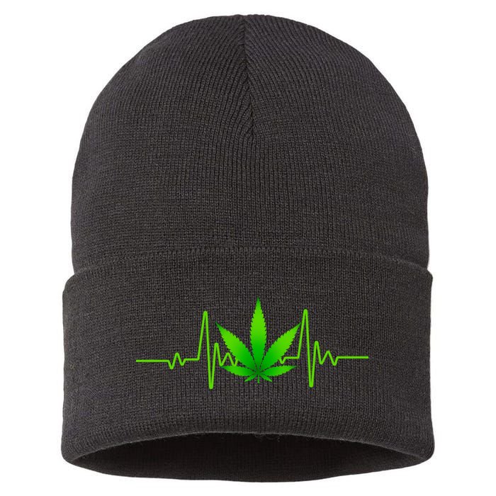 Heartbeat Weed Pulse Sustainable Knit Beanie