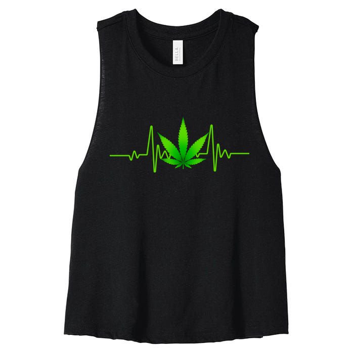 Heartbeat Weed Pulse Women's Racerback Cropped Tank