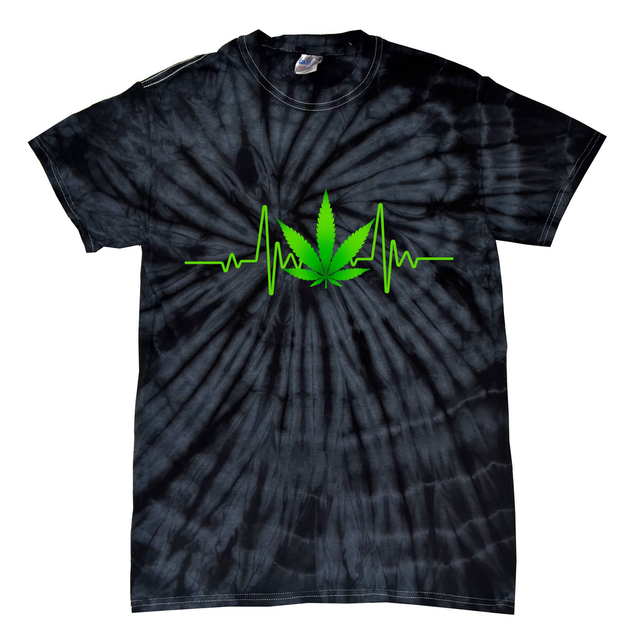 Heartbeat Weed Pulse Tie-Dye T-Shirt