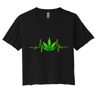 Heartbeat Weed Pulse Women's Crop Top Tee