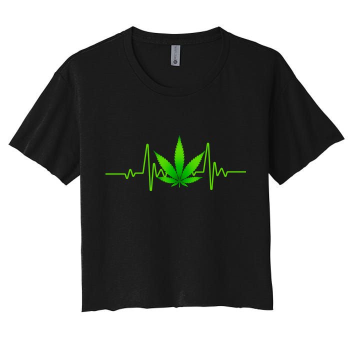 Heartbeat Weed Pulse Women's Crop Top Tee