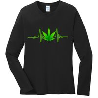 Heartbeat Weed Pulse Ladies Long Sleeve Shirt