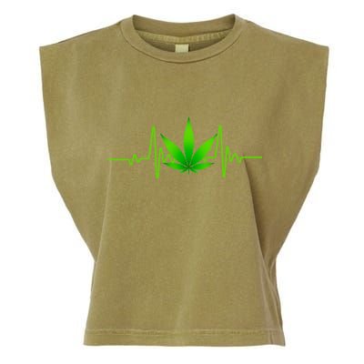 Heartbeat Weed Pulse Garment-Dyed Women's Muscle Tee