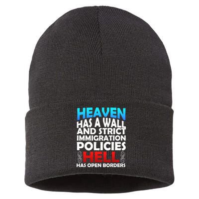 Heaven Has A Wall Hell Has Open Borders Sustainable Knit Beanie