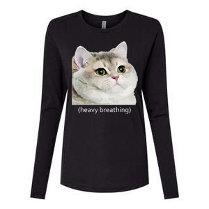 Heavy Breathing Cat Womens Cotton Relaxed Long Sleeve T-Shirt