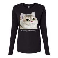 Heavy Breathing Cat Womens Cotton Relaxed Long Sleeve T-Shirt