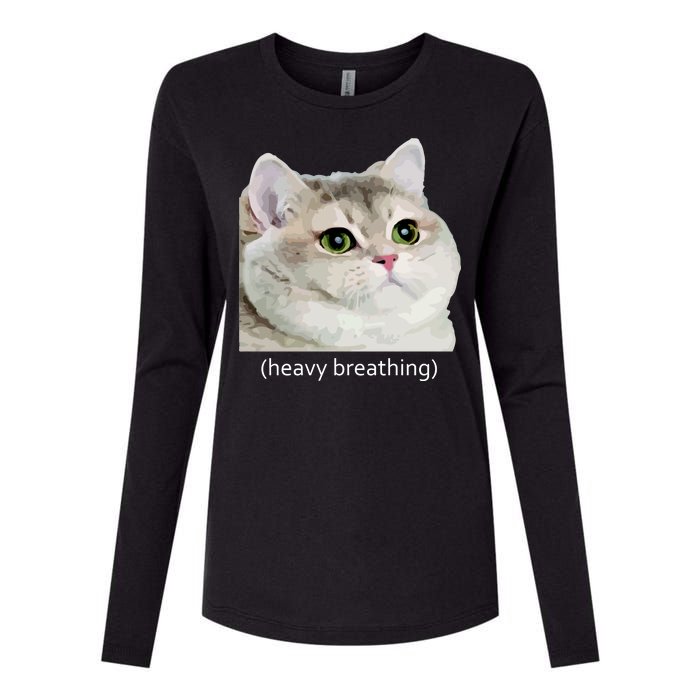 Heavy Breathing Cat Womens Cotton Relaxed Long Sleeve T-Shirt