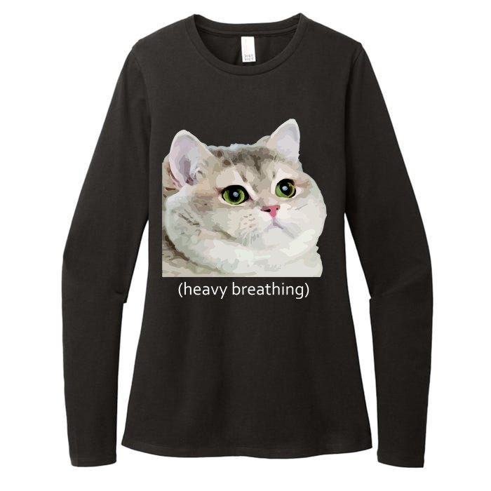 Heavy Breathing Cat Womens CVC Long Sleeve Shirt