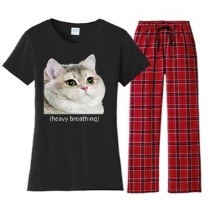 Heavy Breathing Cat Women's Flannel Pajama Set