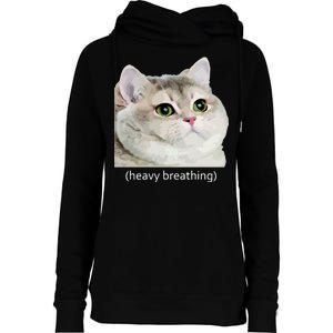 Heavy Breathing Cat Womens Funnel Neck Pullover Hood