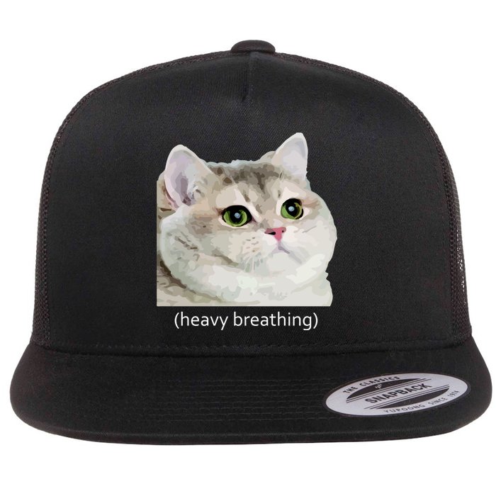 Heavy Breathing Cat Flat Bill Trucker Hat