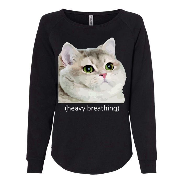 Heavy Breathing Cat Womens California Wash Sweatshirt