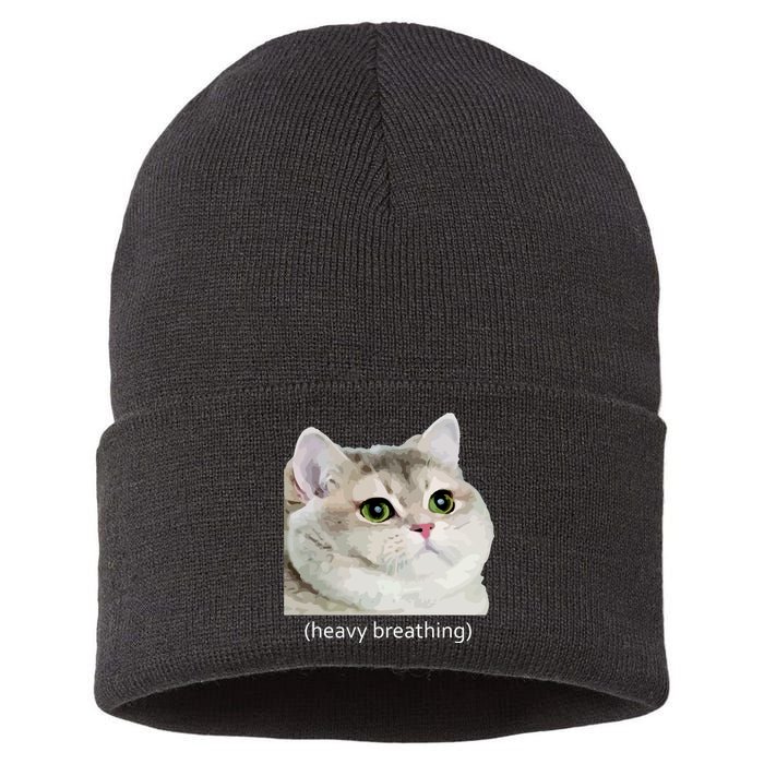 Heavy Breathing Cat Sustainable Knit Beanie