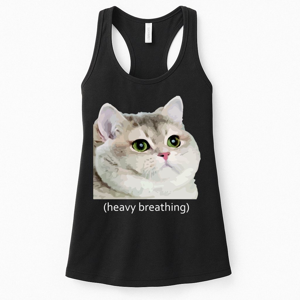Heavy Breathing Cat Womens Tank Top