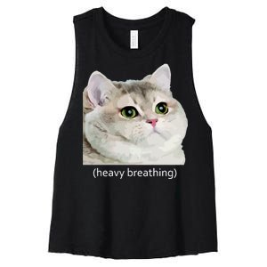 Heavy Breathing Cat Women's Racerback Cropped Tank